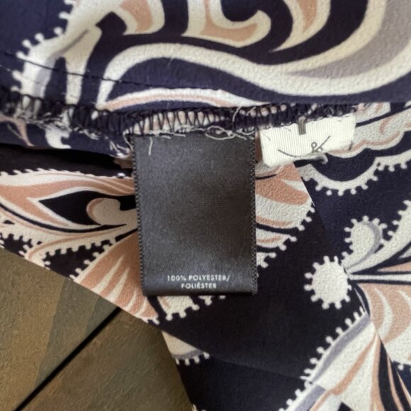 Ann Taylor Black Pink Blue & White Floral Henley Boho Top Blouse - Size SP (S7) - Picture 9 of 11